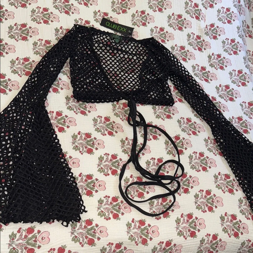 Dolls Kill Black Fishnet Crop Top
